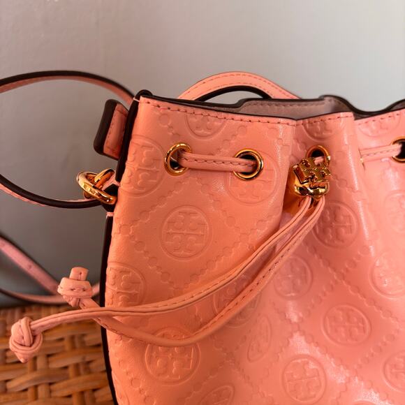 Tory Burch Mini T Momogram Debossed Bucket Bag - Picture 4 of 6